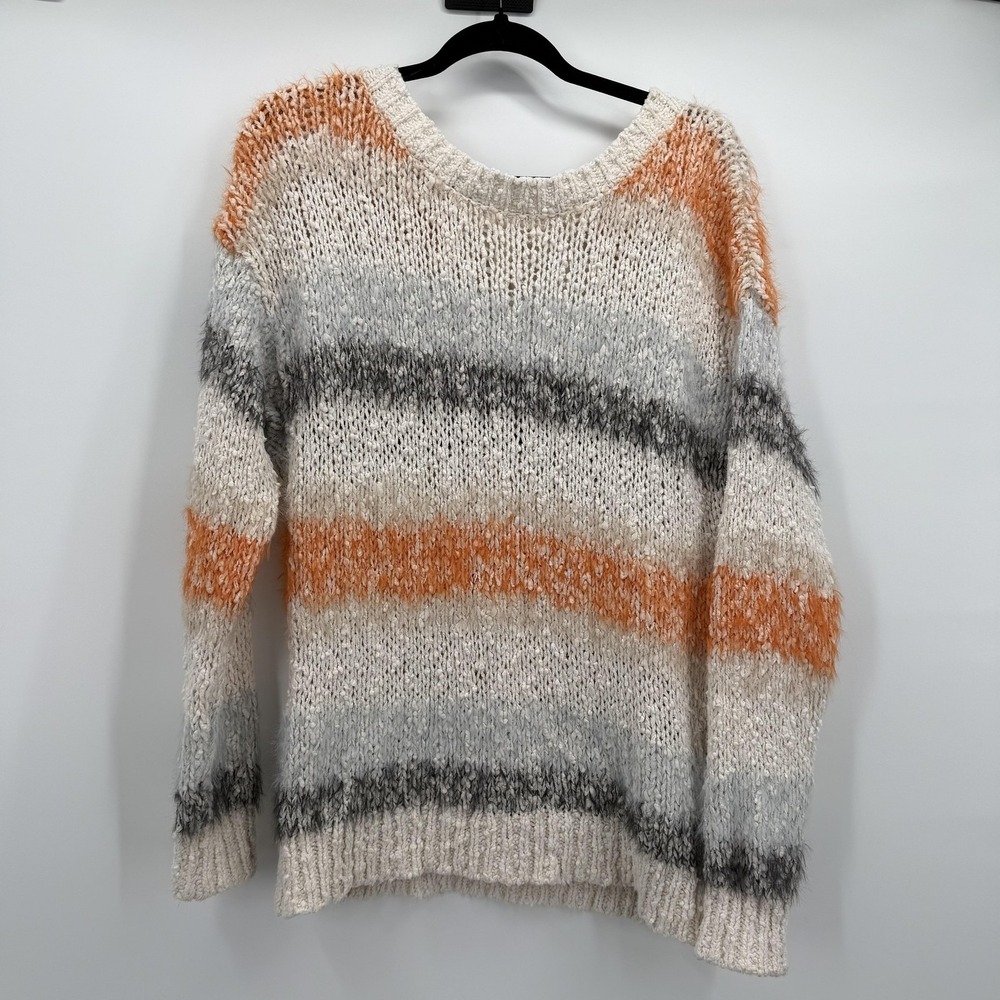 Meadow Rue Kennedy Sweater Womens Small Multicolor Striped Knit Bow Pullover